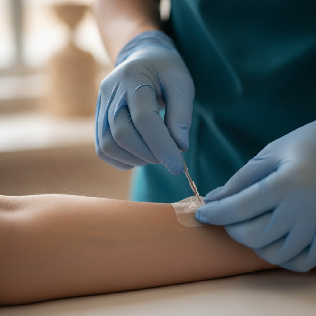 Pose d'une voie veineuse périphérique : technique et asepsie